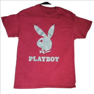 PLAYBOY Red and Silver Short Sleeve T-Shirt